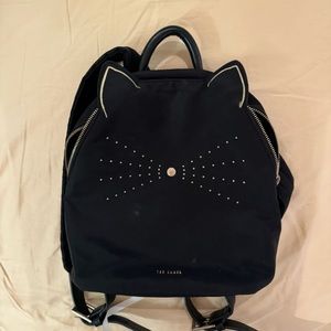 Black TED BAKER Kitty Cat Purse Backpack w/Gold Accents